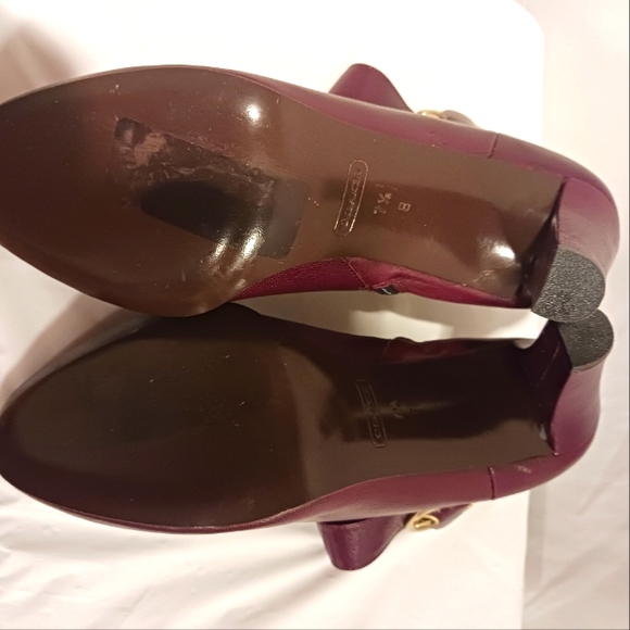 Coach Nicolete Kid Leather Ankle Boots Size 7/7.5B Color Bordeaux Made In Italy - Picture 6 of 8